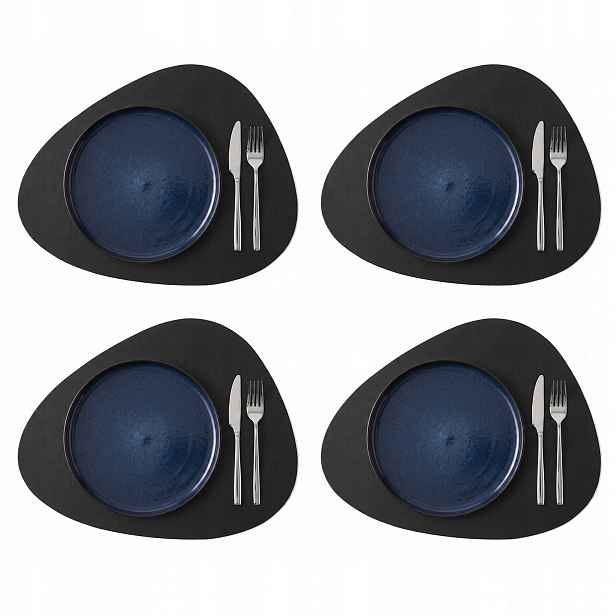 4x Kožená Podložka Na Stůl Podložka Baltan Home Tear L 47x37 cm černá