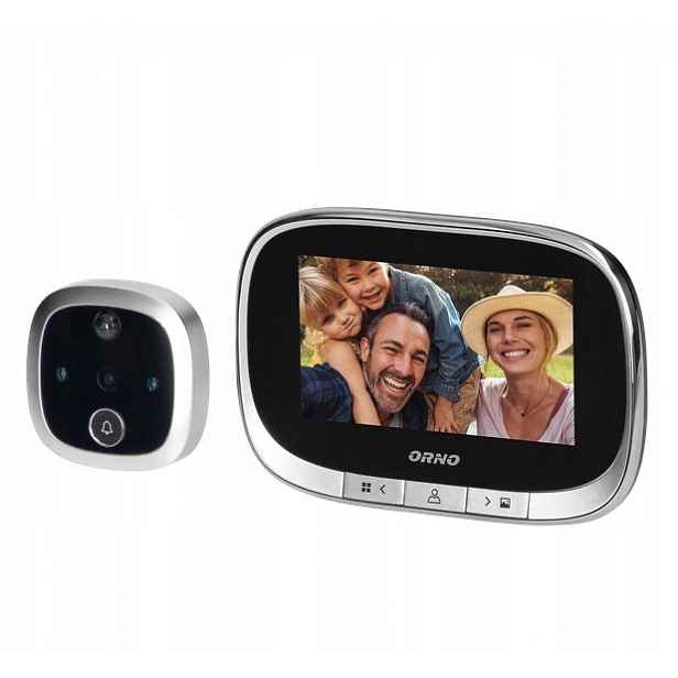 Dveřní kukátko Orno OR-WIZ-1108, digitalní s kamerou, 4,3" LCD, stříbrná