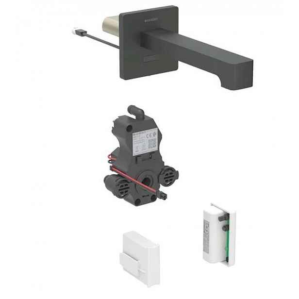 Geberit Brenta - Elektronický umyvadlový ventil pod omítku, pro studenou vodu, napájení z generátoru, easy to clean, matná černá 116.295.14.1