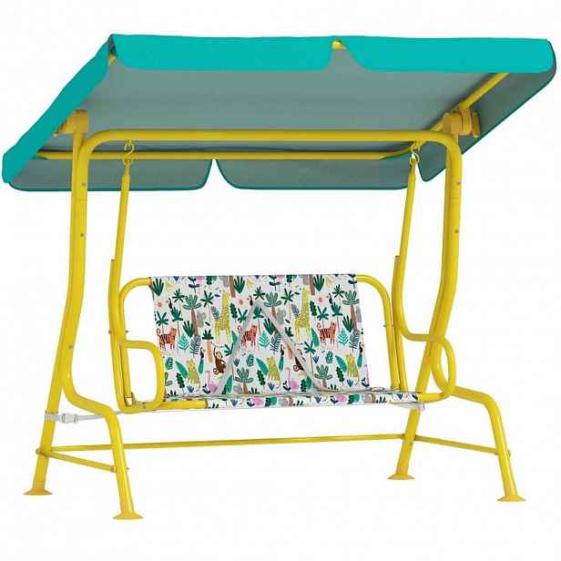 Modfu DĚTSKÁ hollywoodská houpačka z polyesteru 112x75x120 cm zelená s nastavitelnou stříškou