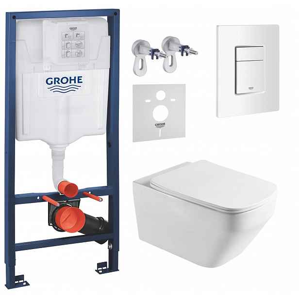 Podomítkový Wc set Grohe s mísou Naron a tlačítkem bílá Fresh
