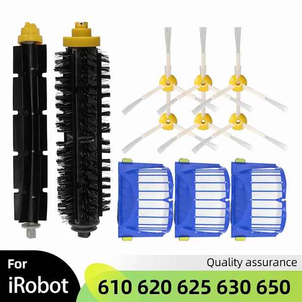 TEMU Sada náhradních dílů pro Irobot Roomba řady 600 610 620 625 630 650 660, kartáč s štětinami, Aero Vac filtr a boční kartáč
