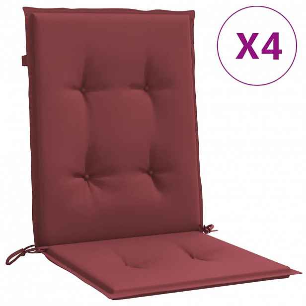 vidaXL Podušky na židli nízké opěradlo 4 ks vínová melanž 100x50x4 cm