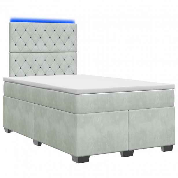 vidaXL Postel boxspring s matrací Světle šedá 120 x 190 cm Samet