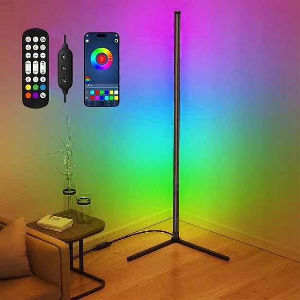 Stojací stojací podlahová lampa Rohová noční Rgb Duhový efekt 3D Dálkový Ovladač Aplikace