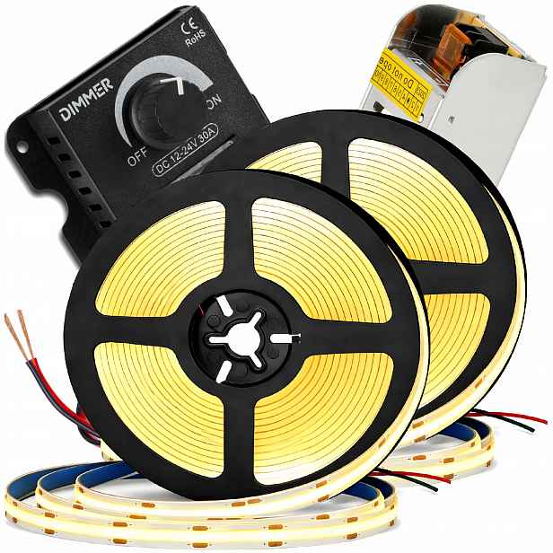 Led pásek Neon Cob 12V 10 m 4000K Neutrální Napájecí Zdroj 120W Ovladač Sada