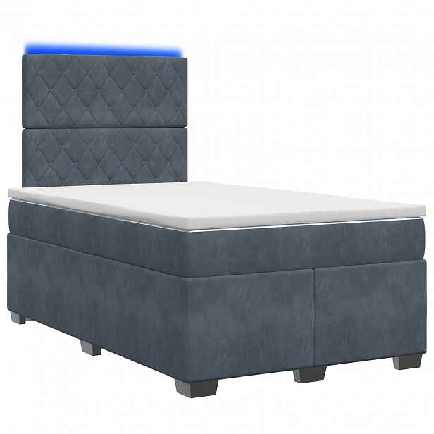 vidaXL Postel boxspring s matrací s čelo Tmavě šedá 120 x 190 cm Samet