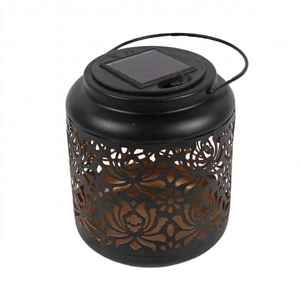 Černá solární lucerna SHADY BLOOM 13,5 cm