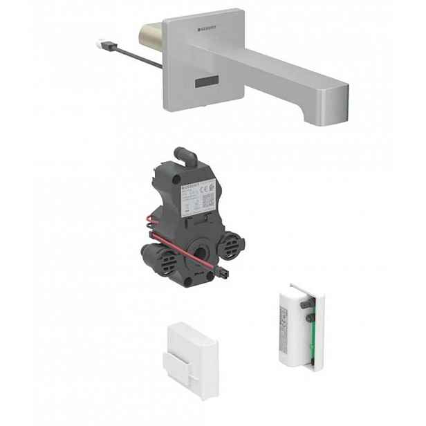 Geberit Brenta - Elektronický umyvadlový ventil pod omítku, pro studenou vodu, napájení z generátoru, easy to clean, kartáčovaná nerez 116.295.SN.1