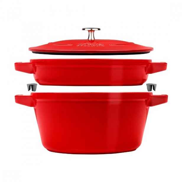 Sada 2 kusů nádobí Cocotte, litina, 24 cm, Cherry - Staub