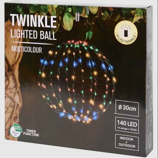 Vícebarevná světelná koule 140 Led 30 cm Multicolor Venkovní/vnitřní použití