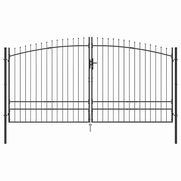 vidaXL Dvojitá brána WOERDEN 400 x 249,5 cm Ocel Šedá Zamykatelné