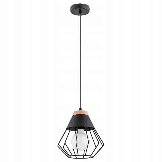Závěsná loftová lampa Alfa Fawn černá s dřevem 1xE27 IP20 90 cm