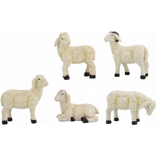 Figurky do betlému "5 Oveček" max. výška 9,3 cm, pro figurky o výšce 19-21 cm