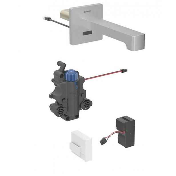 Geberit Brenta - Termostatická elektronická umyvadlová baterie pod omítku, síťové napájení, easy to clean, kartáčovaná nerez 116.297.SN.1