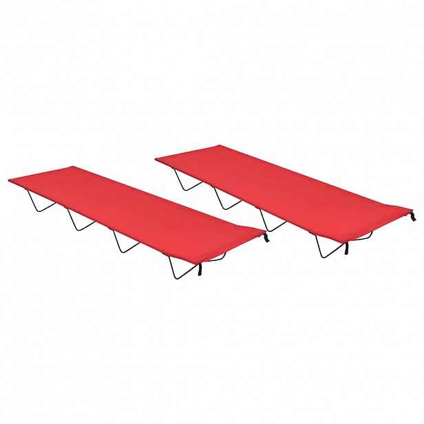 vidaXL Kempingové postele 2ks 180x60x19cm oxfordská látka ocel červené