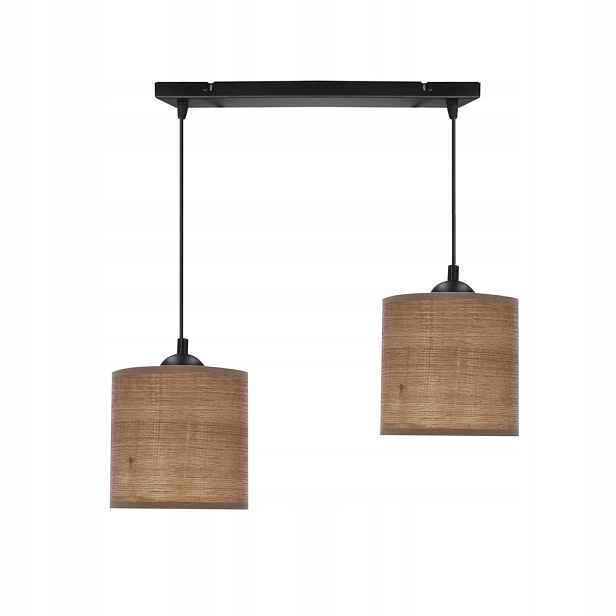Závěsná lampa dvojitá nad stůl, ratanový, ořechový, na lankách, Legno