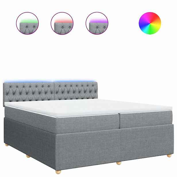 vidaXL Box spring postel s matrací světle šedá 200 x 200 cm textil