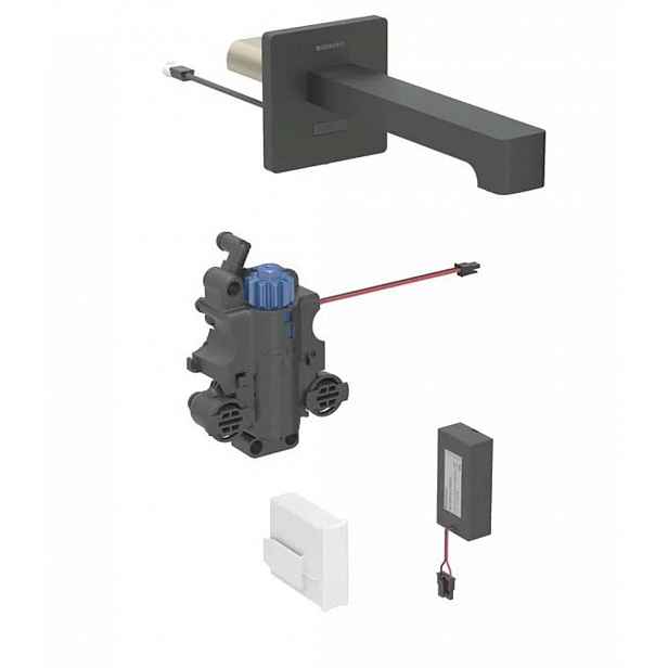 Geberit Brenta - Termostatická elektronická umyvadlová baterie pod omítku, bateriové napájení, easy to clean, matná černá 116.298.14.1