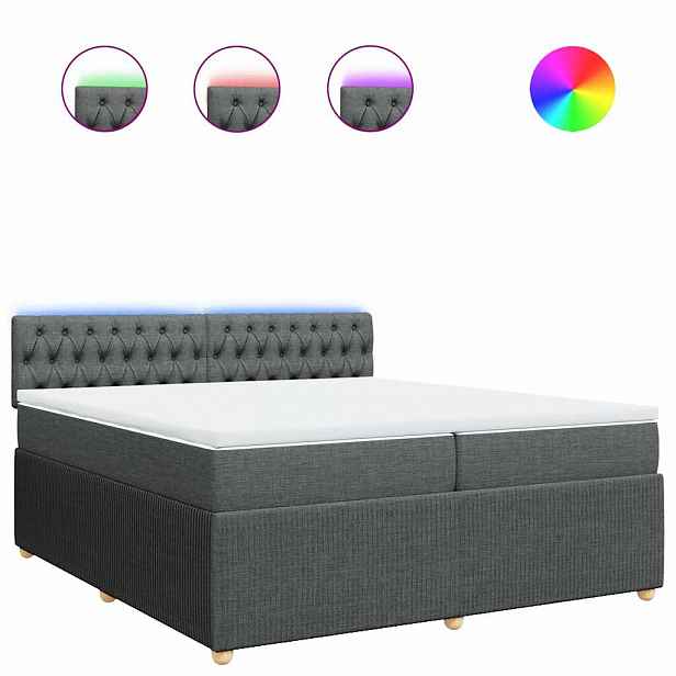 vidaXL Box spring postel s matrací tmavě šedá 200x200 cm textil