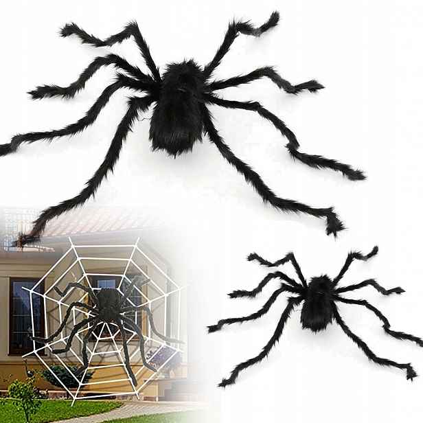 2X Halloweenští Chlupatí Pavouci, Dekorace Pro Venkovní Použití, Dekorace Uvnitř