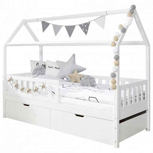 Livetastic DĚTSKÁ POSTEL SE STŘÍŠKOU, 90/200 cm, bílá