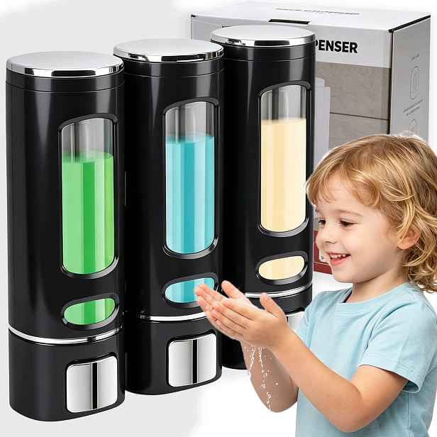 Dávkovač Na Mýdlo A Tekutý Sprchový Gel Černý 400 ML