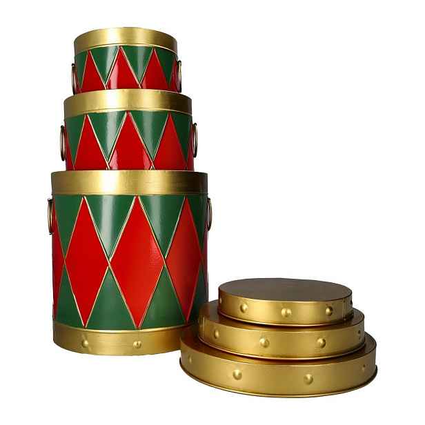 Kovové úložné boxy v sadě 3 ks s víkem/dekorativní ø 25x24,5 cm – Dakls