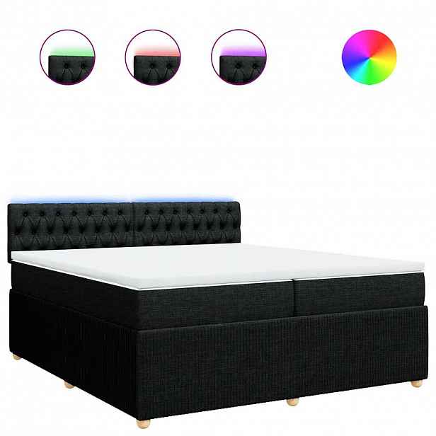 vidaXL Box spring postel s matrací černá 200x200 cm textil
