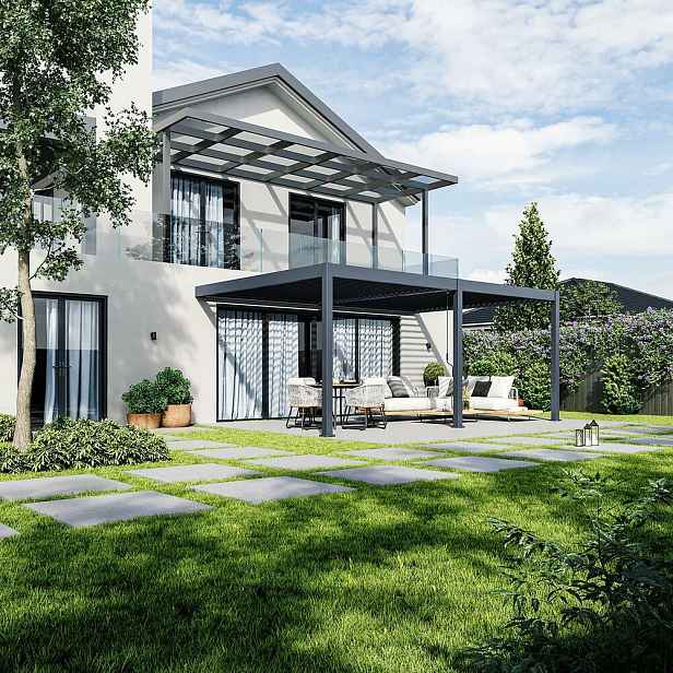 Bioklimatická pergola INTRO DUO 6x4 m ke stěně Rojaplast