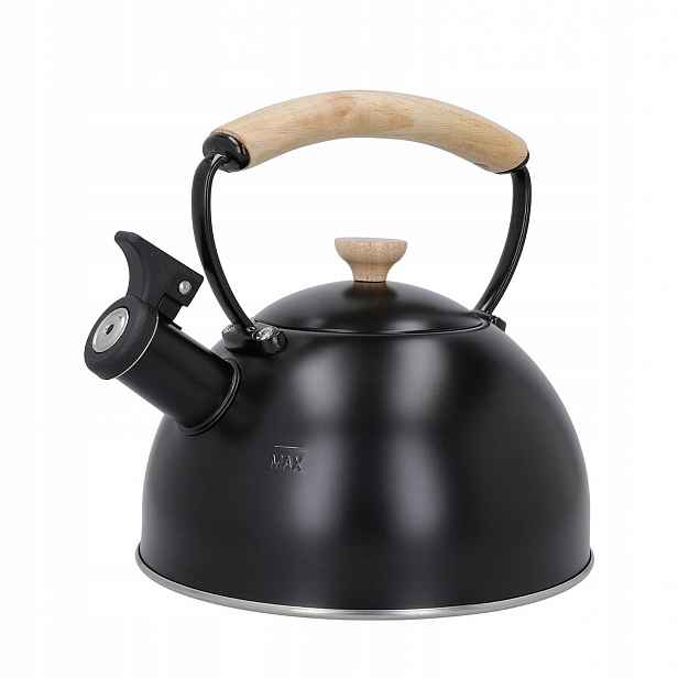 La Cafetière konvice s píšťalkou 1,6 L, černá, dřevěná rukojeť