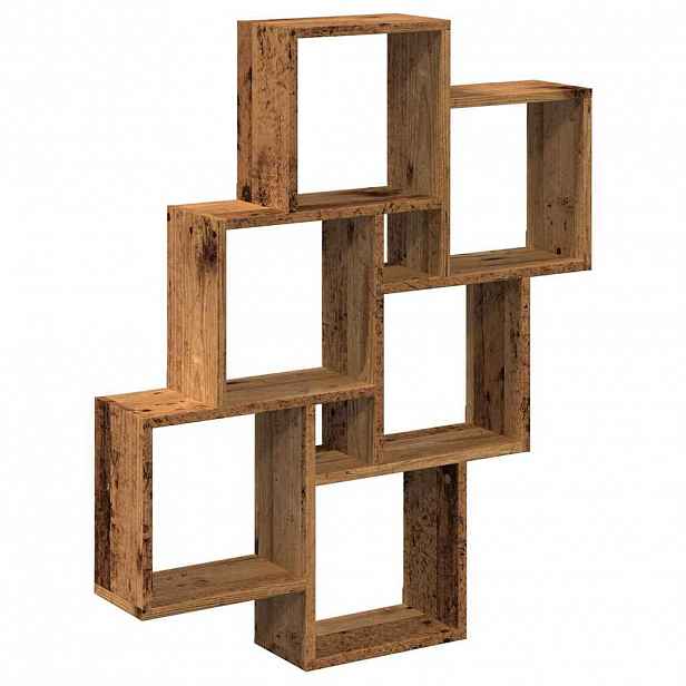 vidaXL Nástěnná police kostky old wood 78x15x93 cm kompozitní dřevo