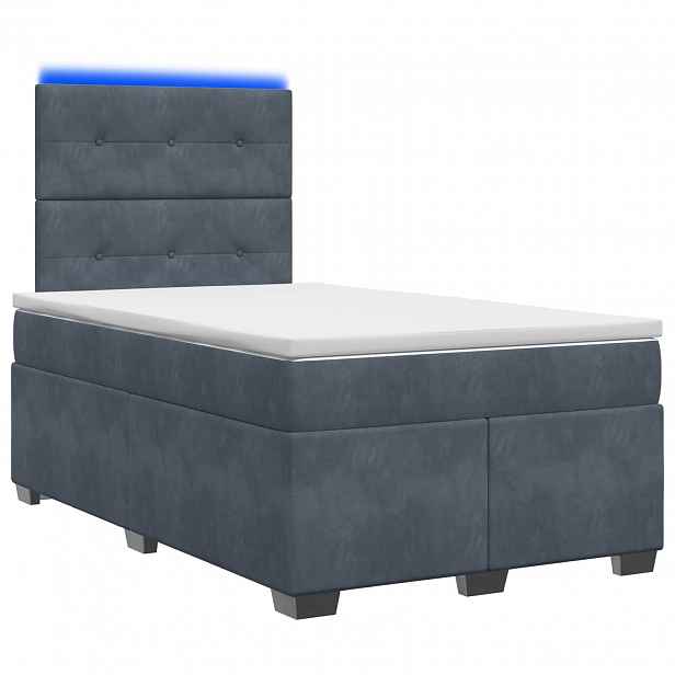 vidaXL Postel boxspring s matrací s čelo Tmavě šedá 120 x 190 cm Samet