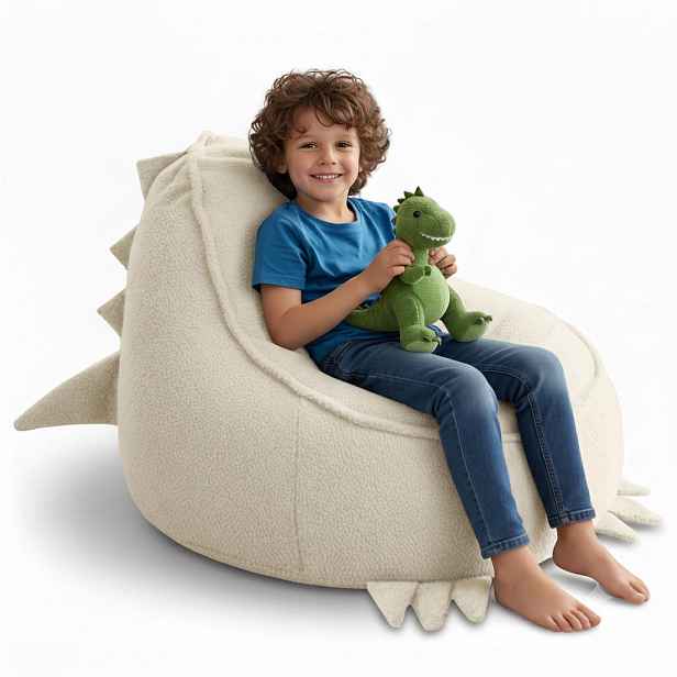 Dreamroots SEDACÍ VAK PRO DĚTI Dino 75/75/55 cm, měkké bouclé 315 g/m², snímatelný potah, Lamb Cloud