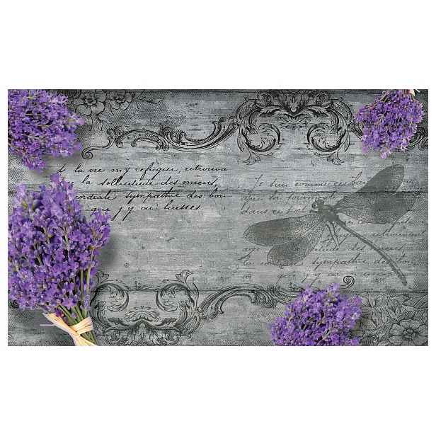 Fototapeta flizelina Levandule a vážka Provence šedá textura 250x175 lepidlo
