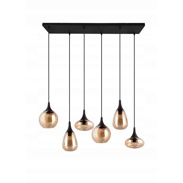 Závěsná lampa s nepravidelnými stínidly, černá, 6 bodů Trio