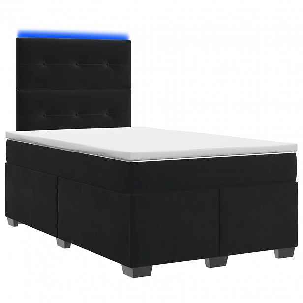 vidaXL Postel boxspring s matrací s LED pásky Černá 120 x 190 cm Samet