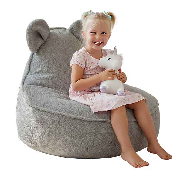 Dreamroots SEDACÍ VAK PRO DĚTI Myš 75/75/55 cm, měkké bouclé 315 g/m², snímatelný potah, Pearl Grey