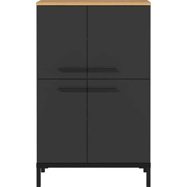 Tmavě šedá vysoká koupelnová skříňka v dekoru dubu 60x97 cm Yonkers - Germania