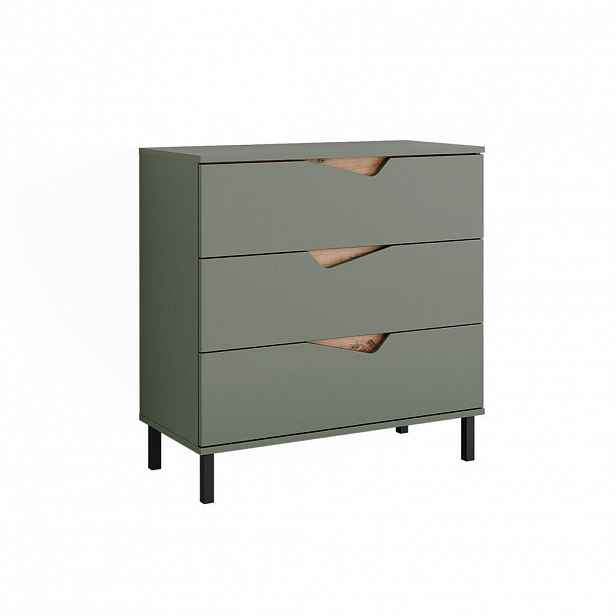 Vicco KREDENC Marelle Zelená/umělecká 80 x 81.2 cm se 3 zásuvkami