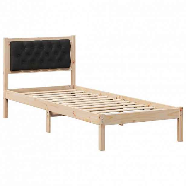 vidaXL Rám postele s čelo Černá 90 x 190 cm Masivní borové dřevo