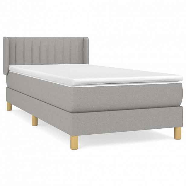 vidaXL Box spring postel s matrací světle šedá 80 x 200 cm textil