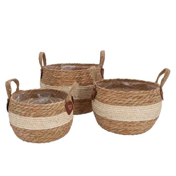 3ks košík květináč z mořské trávy Laos - Ø30*23 / Ø26*18 / Ø23*16 cm daan kromhout
