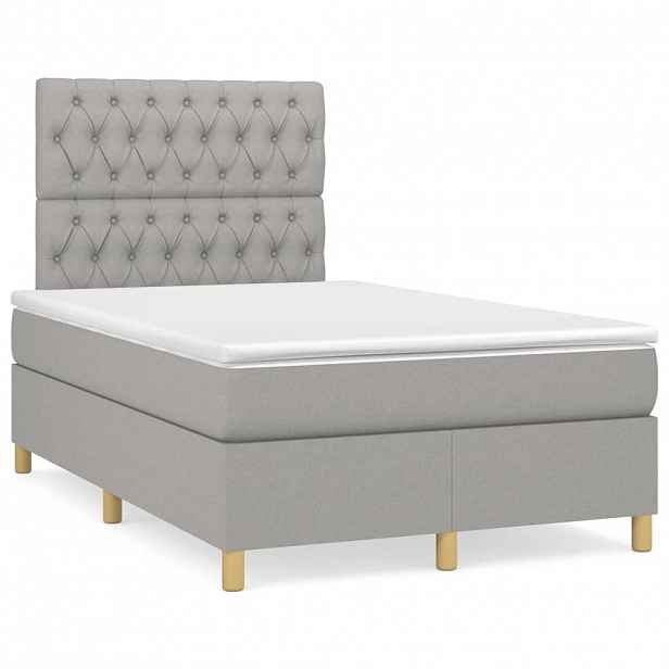 vidaXL Box spring postel s matrací světle šedá 120 x 200 cm textil