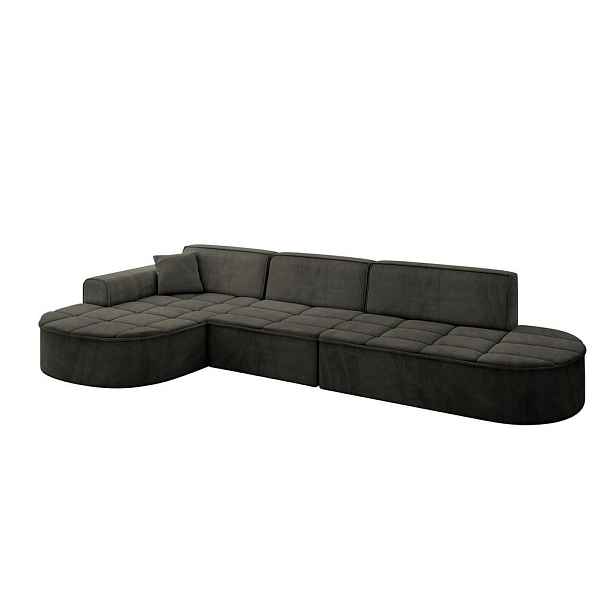 ALTDECOR ROHOVÁ SEDAČKA s otomanem, levá TARO-L2 328x171x79,5 Černá Velur