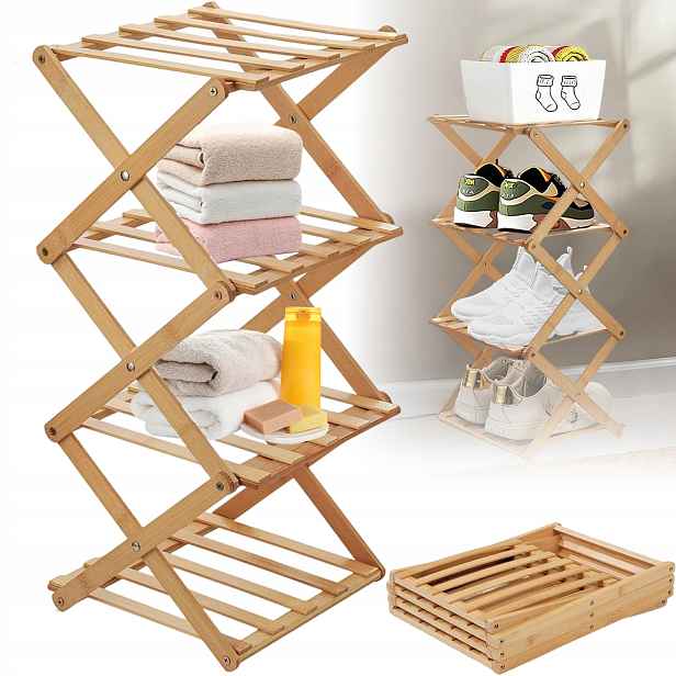 Police Na Boty Regál Stojan 4 Police Dřevěný Přírodní Do Předsíně