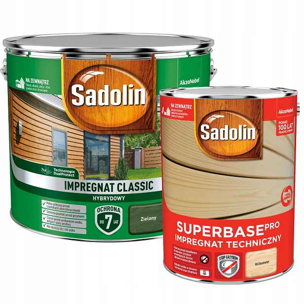 Sadolin Klasický Impregnát Na Strom 9 L Zelený Sadolin Grunt Superbase 5 L