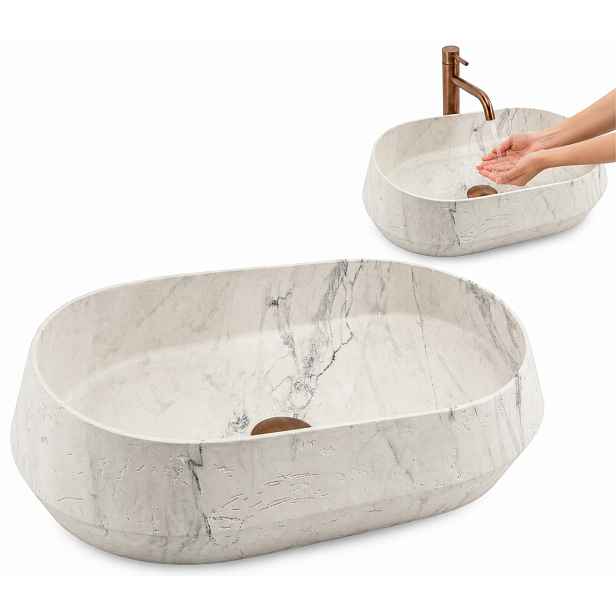 Umyvadlo na desku Zoe Marlo Asymetrické Umělý kámen Béžová 59 Cm Rea
