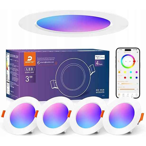 Zapuštěné Led bodové osvětlení Dusktec Alexa, inteligentní, 4 kusy