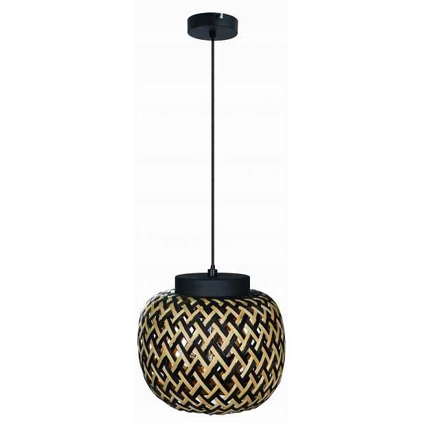 Závěsná bambusová lampa přírodní pletená Boho 30 cm bambus černá Loft
